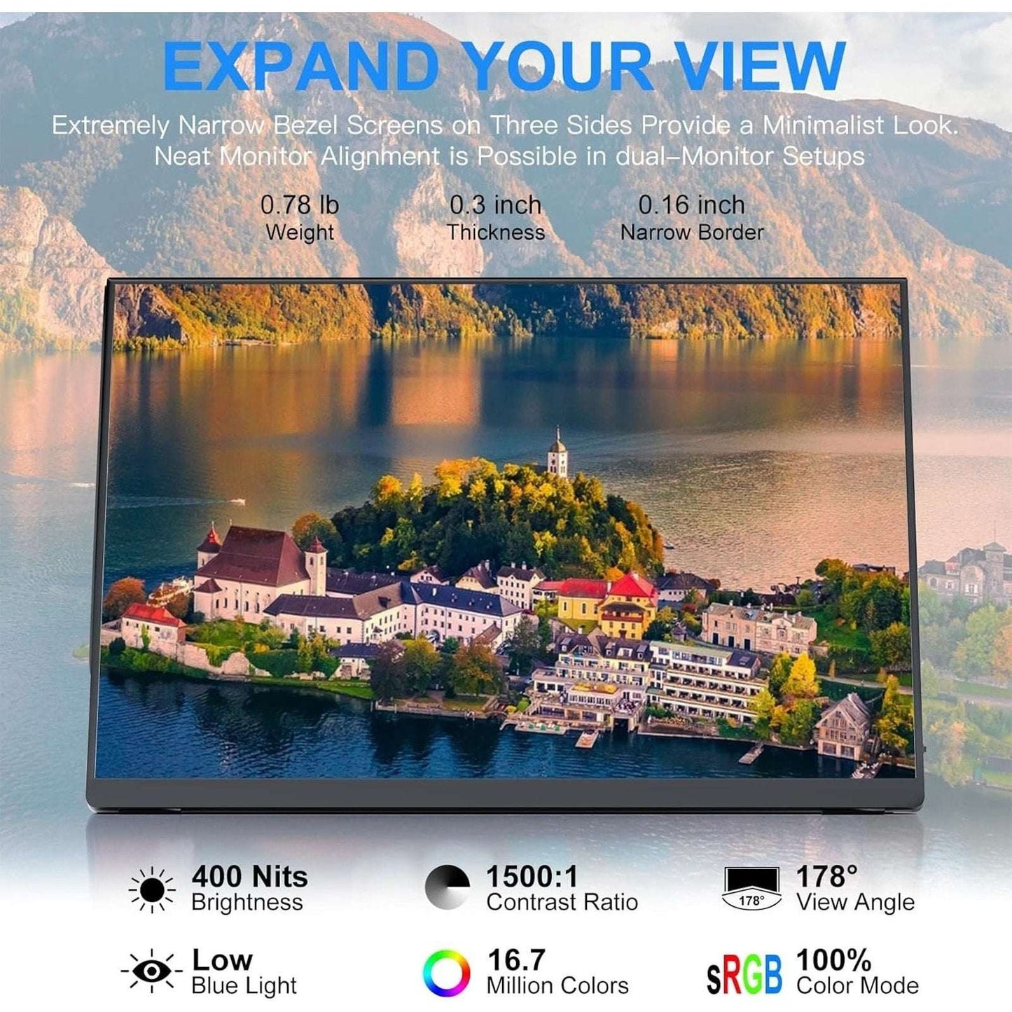 ALOLG HDMI Potable Monitor 10.5 Inch Screen IPS Panel 1920X1280 Model S1