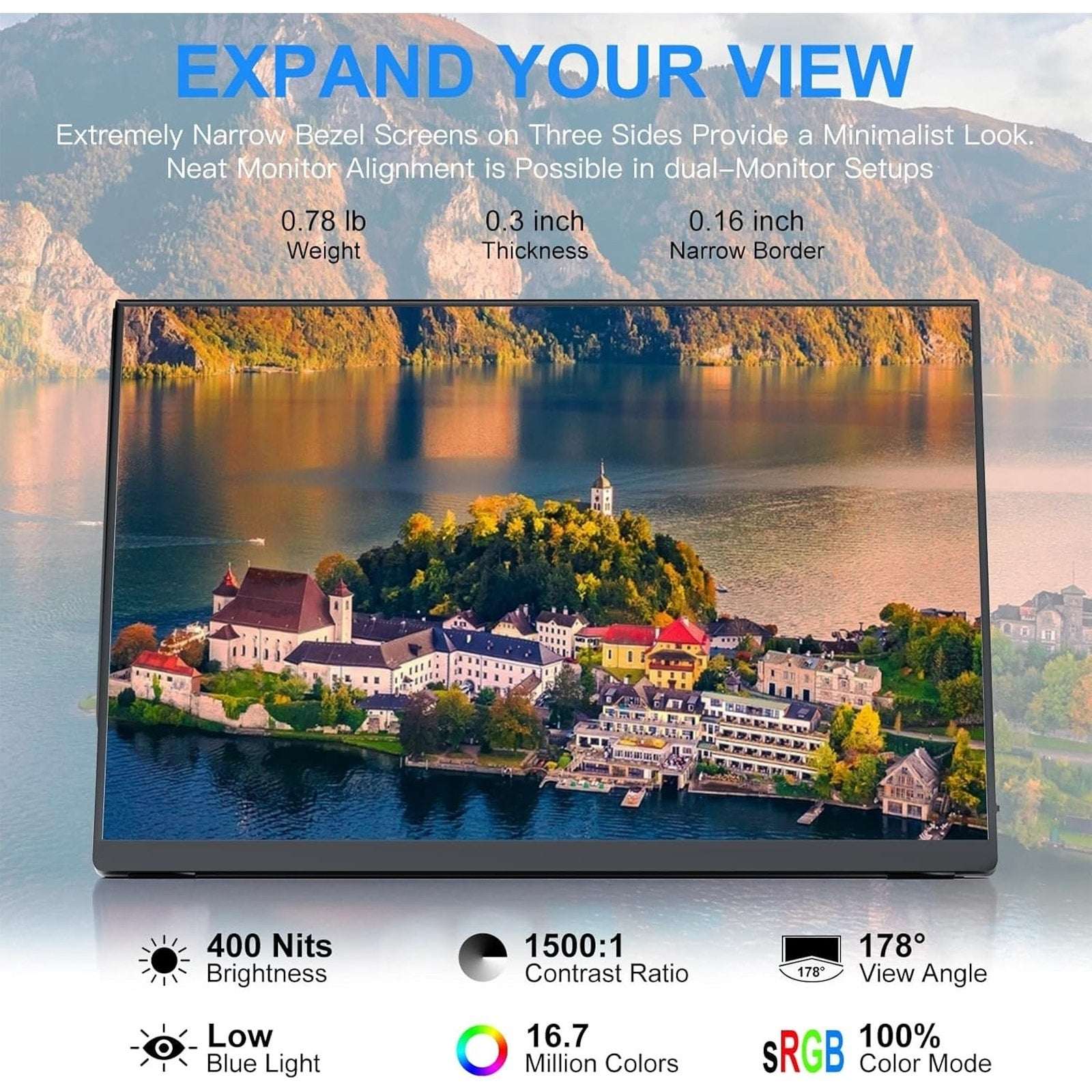 ALOLG HDMI Potable Monitor 10.5 Inch Screen IPS Panel 1920X1280 Model S1