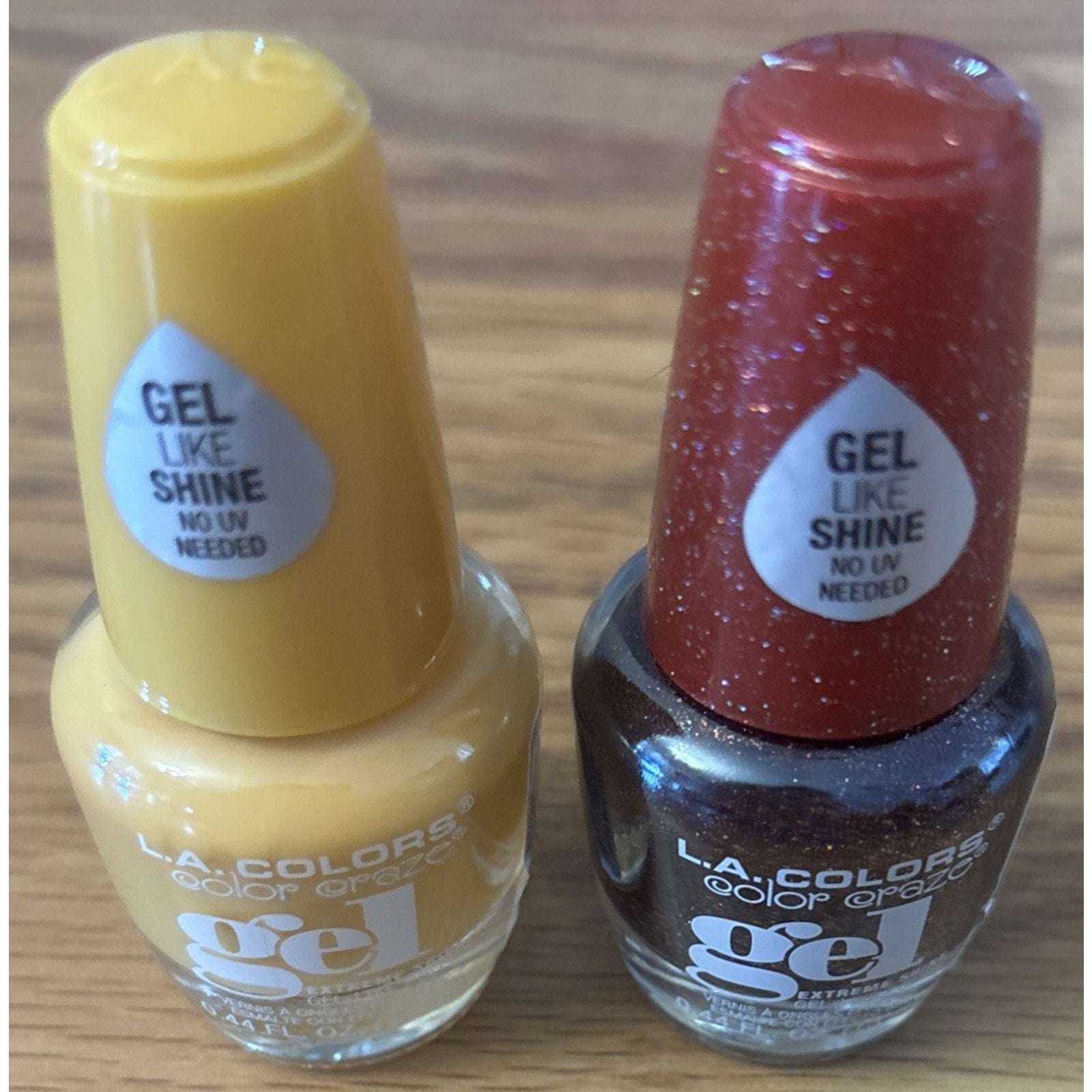 2PC LA Colors Nail Polish Color Craze Gel Shine - No UV Needed - MONARCH & CRUSH