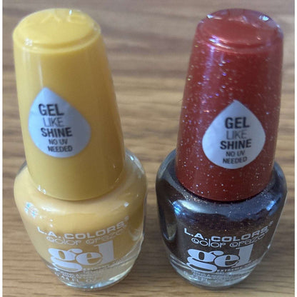 2PC LA Colors Nail Polish Color Craze Gel Shine - No UV Needed - MONARCH & CRUSH
