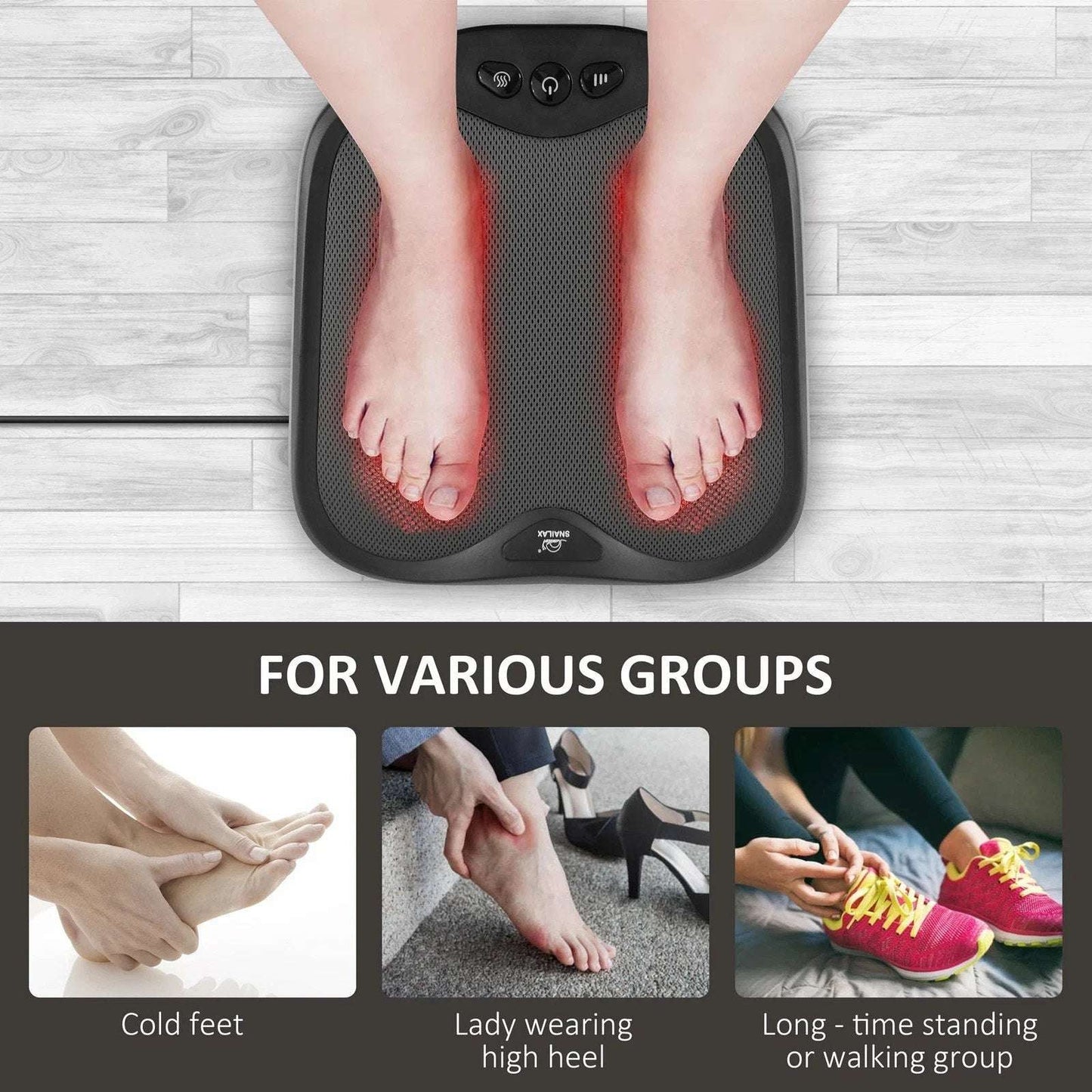 Snailax Shiatsu Foot Massager Deep Kneading Massager with Heat & Washable Cover