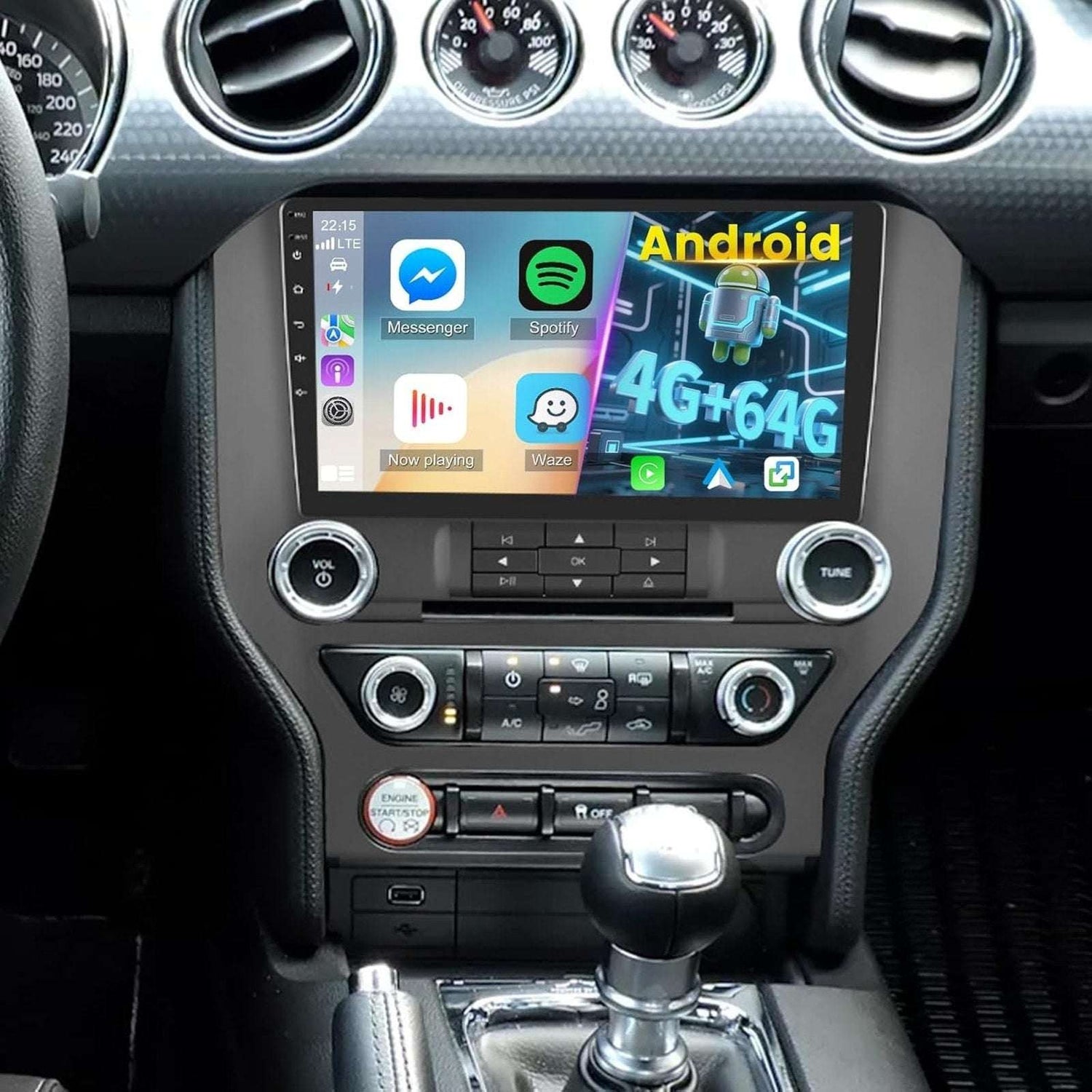 4+64GB 9" Car Radio Ford Mustang 2015-2020 CarPlay Android Touchscreen Stereo