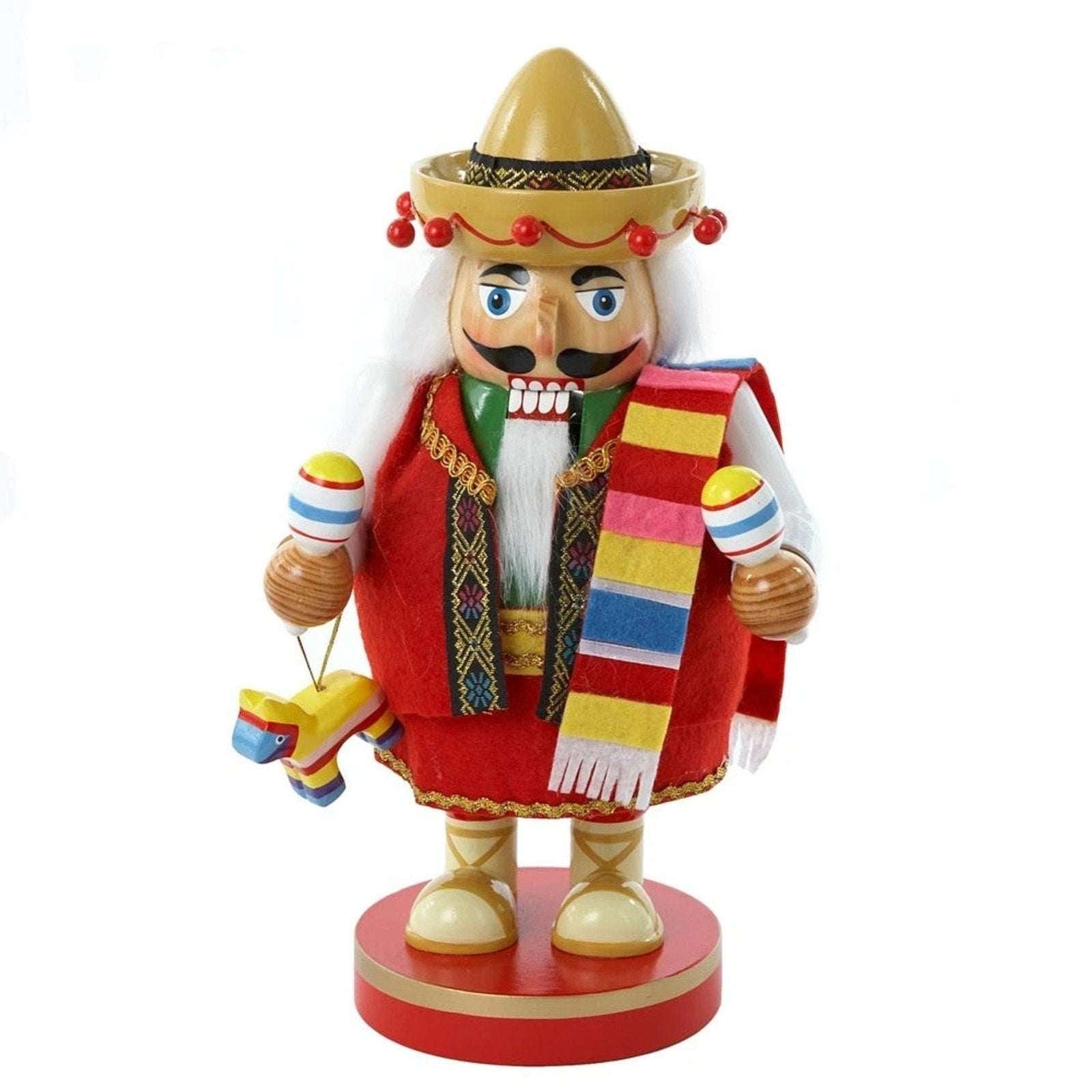 Kurt Adler Chubby Mexican Wooden Nutcracker Christmas Handcrafted 10.25 Inch