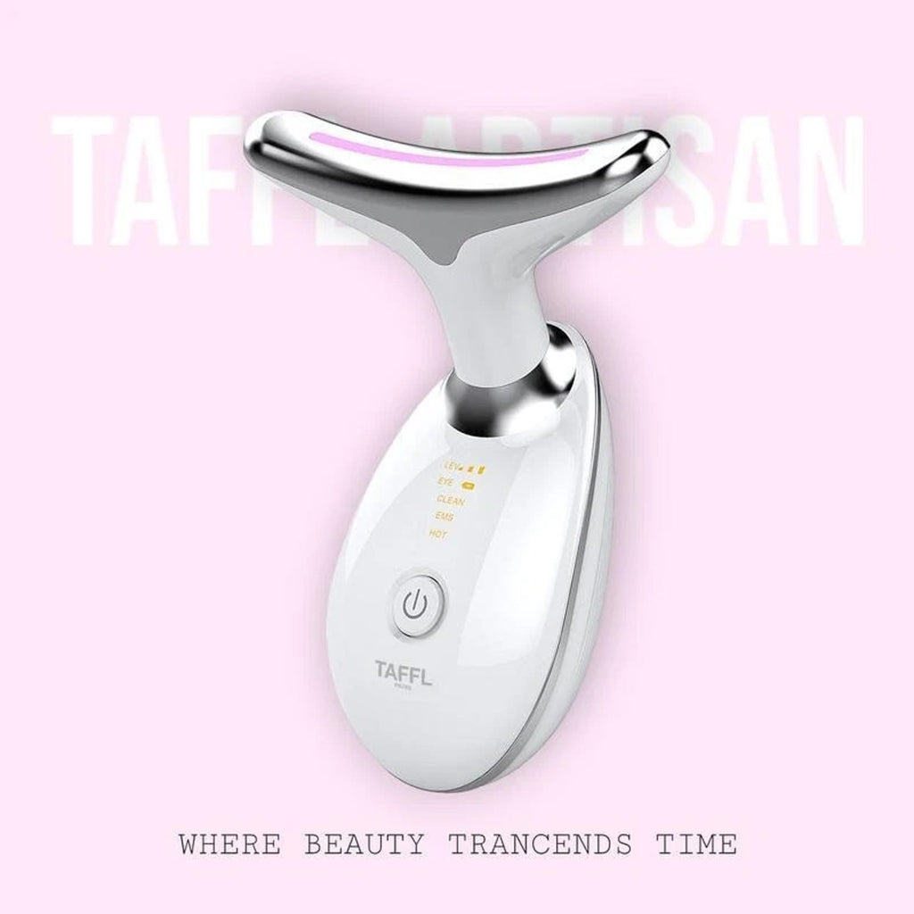 TAFFL 7-Color LED Light, Heated, EMS & Ultrasonic Vibration Face & Neck Massager