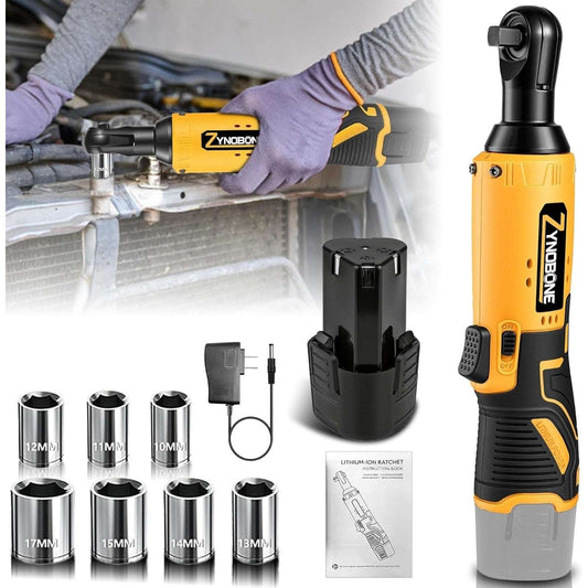 12V Cordless Electric Ratchet Wrench 3/8" Rechargeable w/ 2 Batteries & Charger