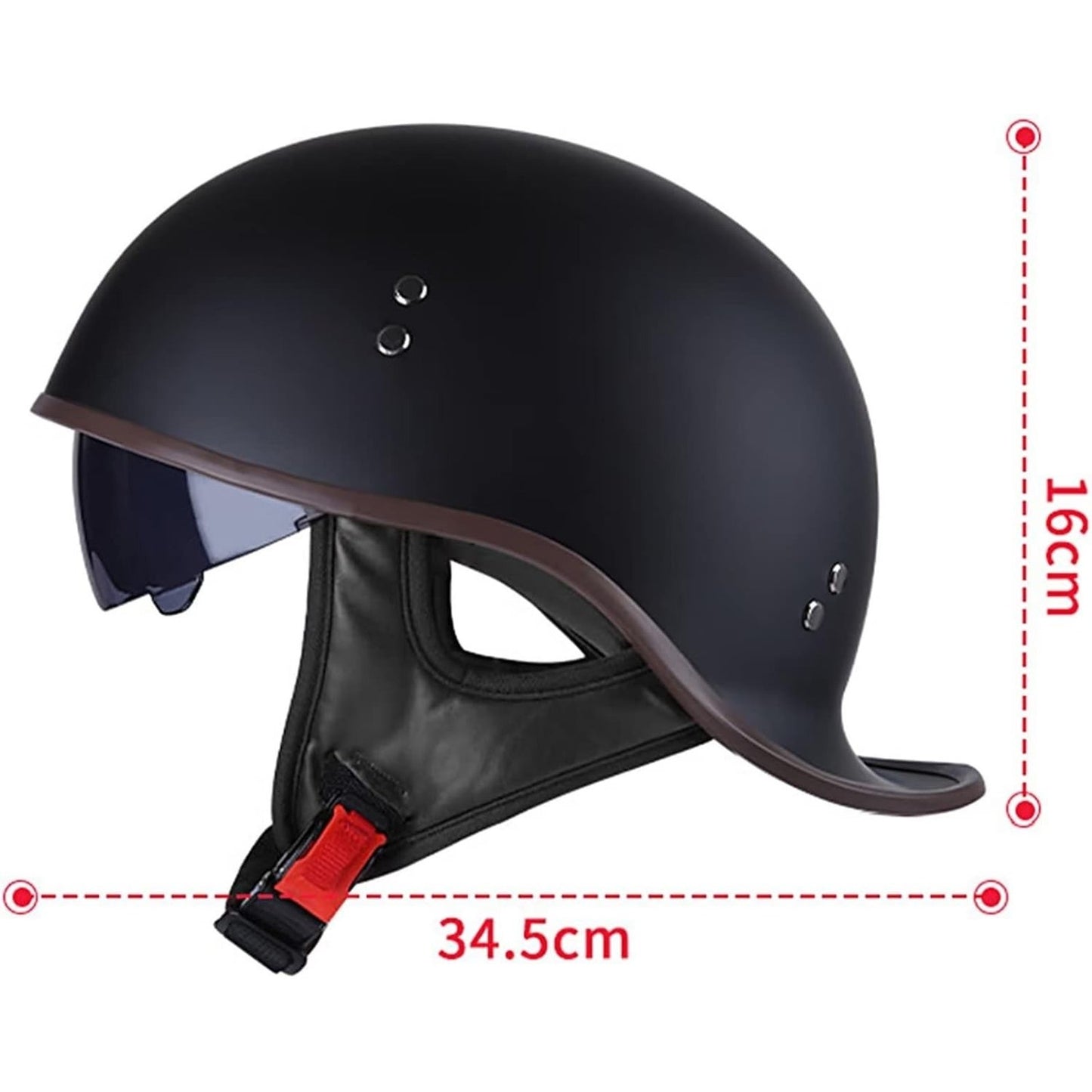 DOT Approved Retro Baseball Cap Motorcycle Vtg German Style Half Face Skull Cap