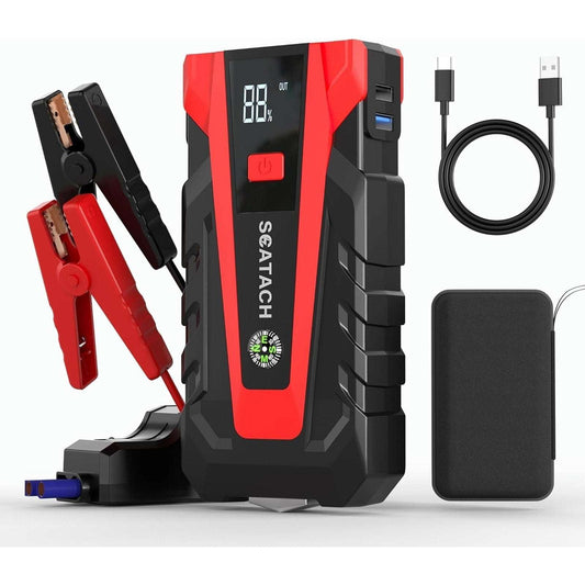 Scatach 3000A 12V Car Battery Jump Starter, Jumper Cable, Flashlight & Powerbank