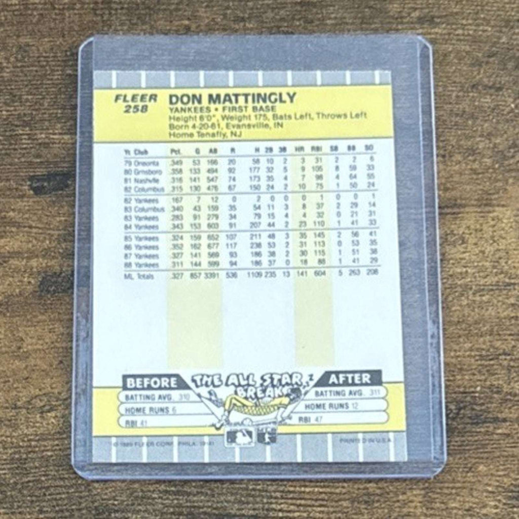 1989 FLEER #258 DON MATTINGLY - YANKEES - From Pack to Sleeve - MLB Baseball