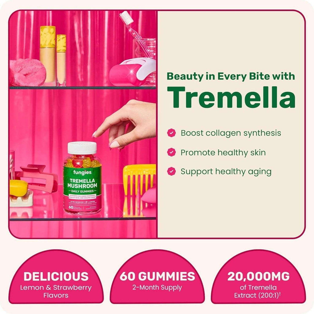 3 x Fungies Tremella Mushroom Collagen Beauty Gummies STRAWBERRY-LEMON 60Ct(180)
