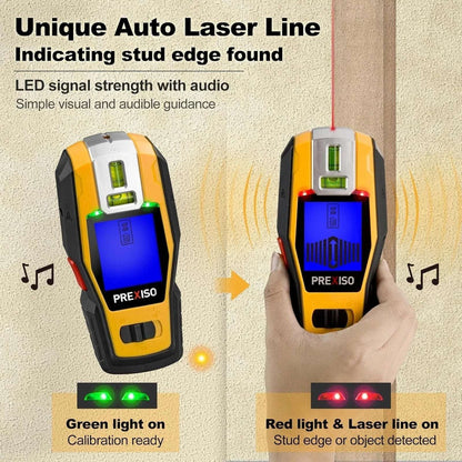 PREXISO 2-in-1 Stud Finder w/ Cross Line Laser Level, Rechargeable Multi Surface
