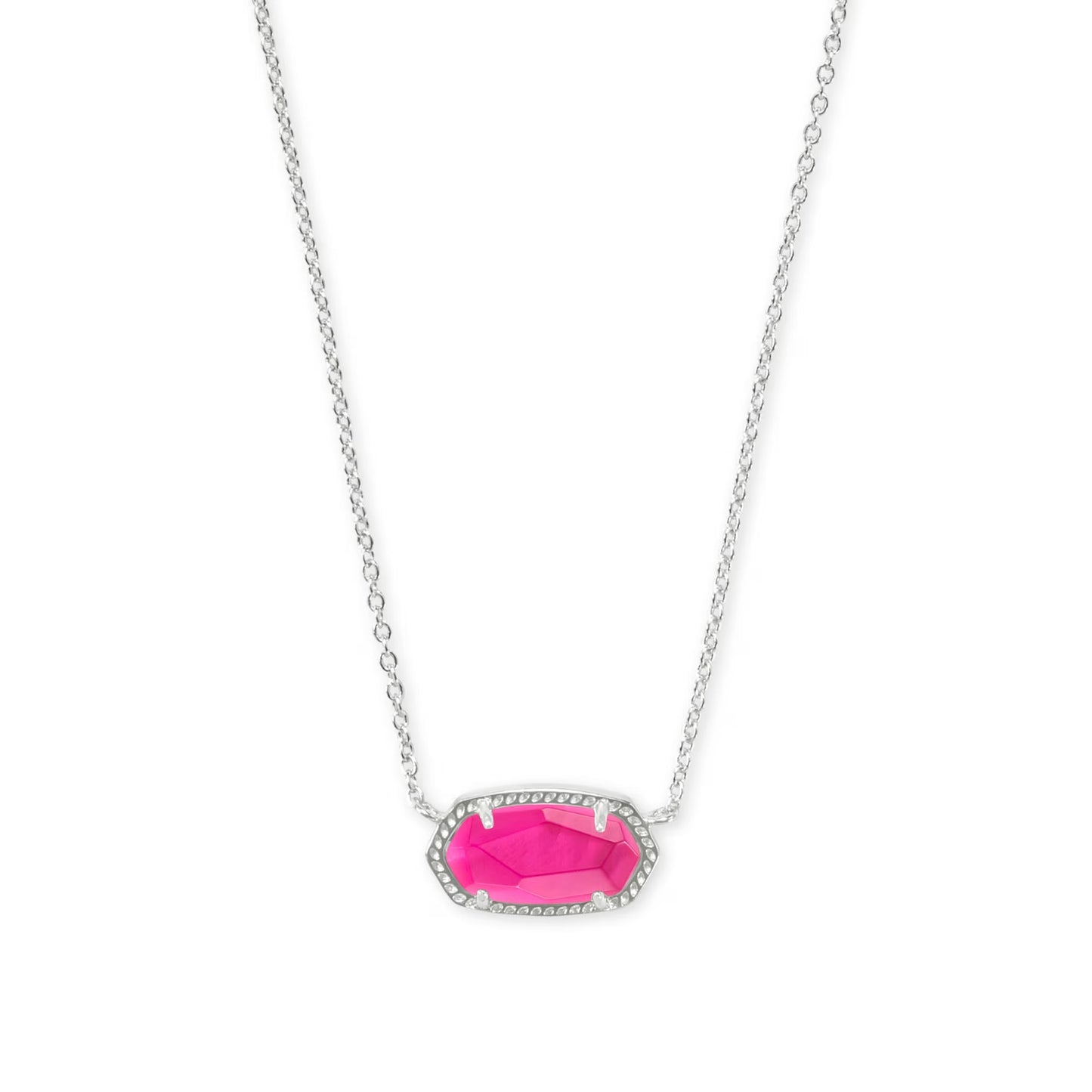Kendra Scott Elisa Silver Pendant Necklace in Azalea Illusion Hot Pink Druisy
