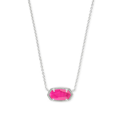 Kendra Scott Elisa Silver Pendant Necklace in Azalea Illusion Hot Pink Druisy