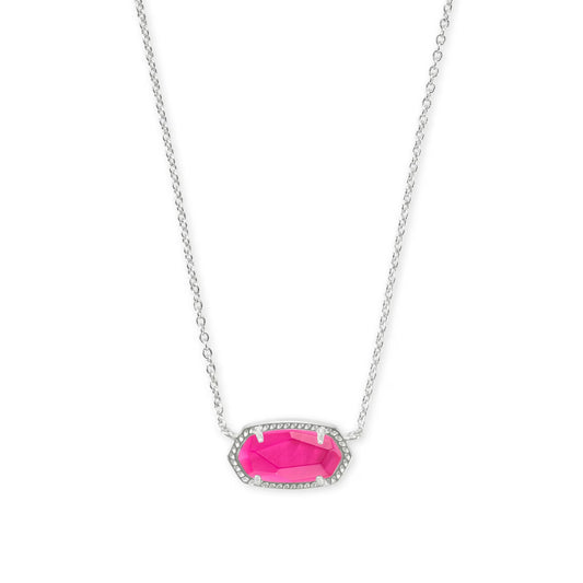 Kendra Scott Elisa Silver Pendant Necklace in Azalea Illusion Hot Pink Druisy
