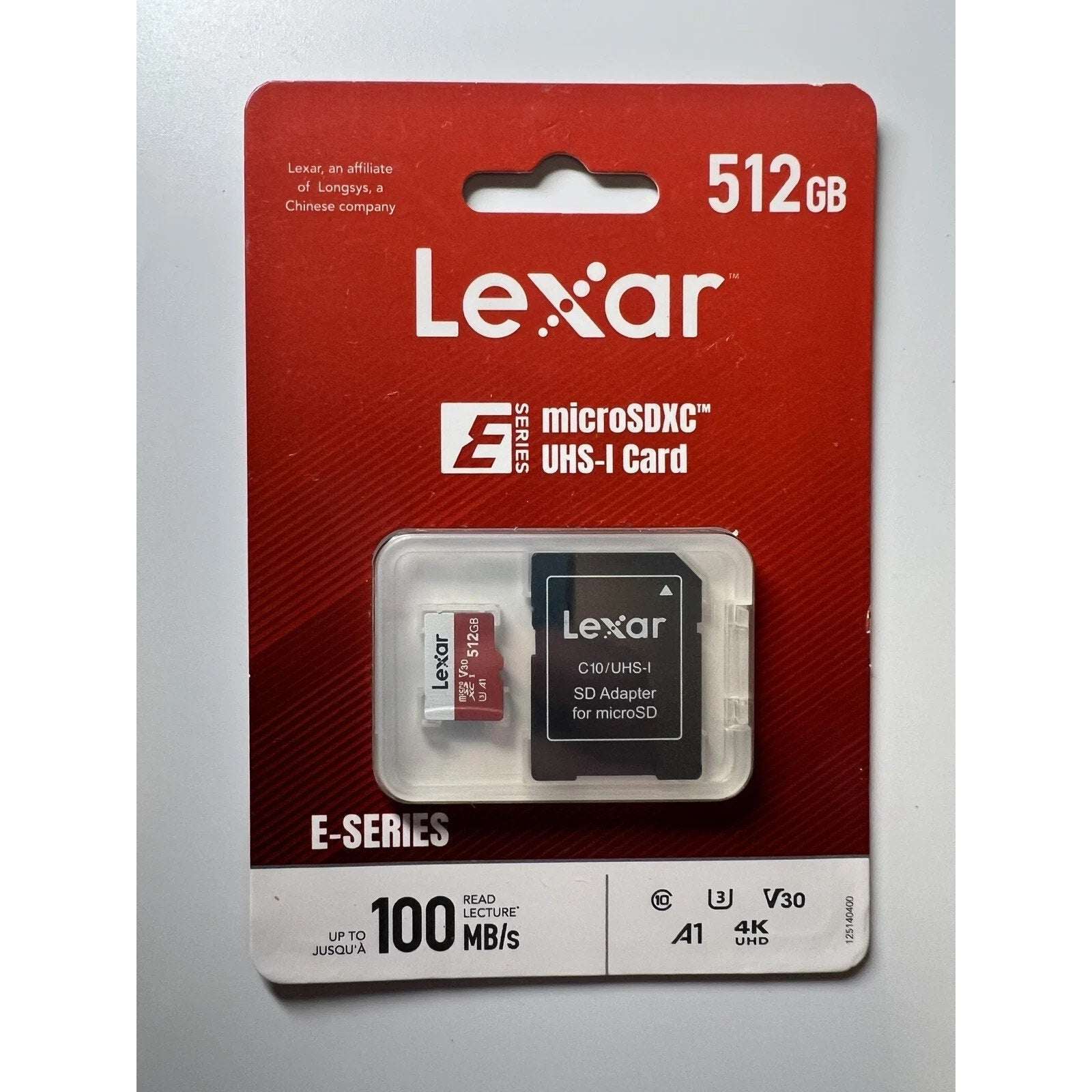Lexar E-Series 512GB MicroSDXC UHS-I Flash Memory Card with Adapter, 100MB/s NEW