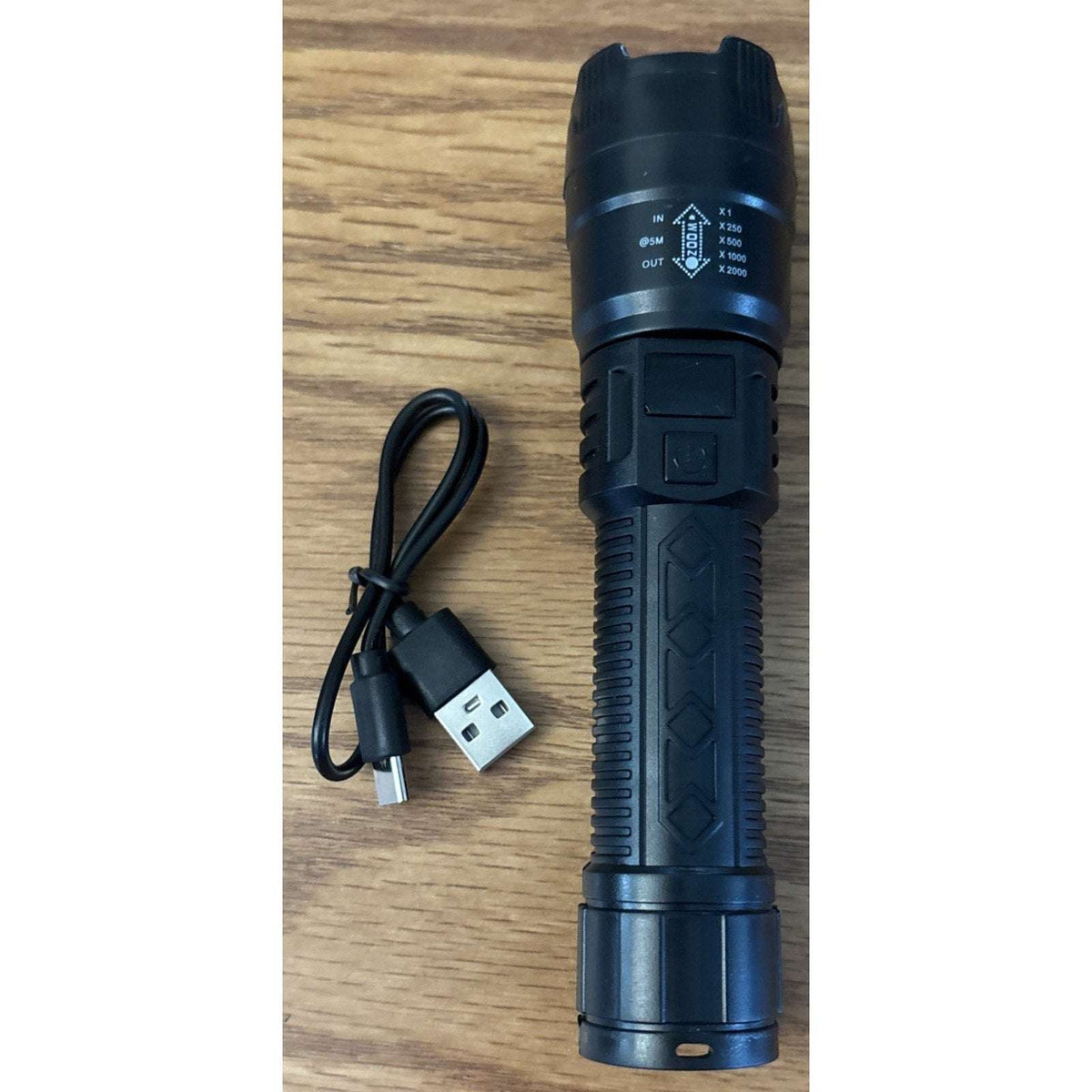 USB Rechargeable LED Tactical Flashlight Bright 2200 Lumens with Zoom, LCD Displ