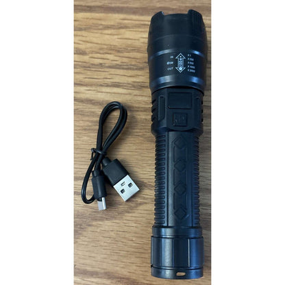 USB Rechargeable LED Tactical Flashlight Bright 2200 Lumens with Zoom, LCD Displ