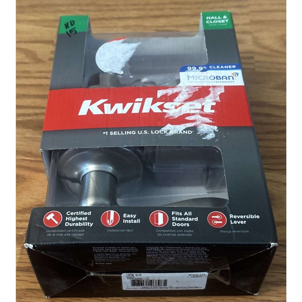 KWIKSET 97200-777 Hall/Closet Microban Tustin Passage Door Handle Satin Nickel