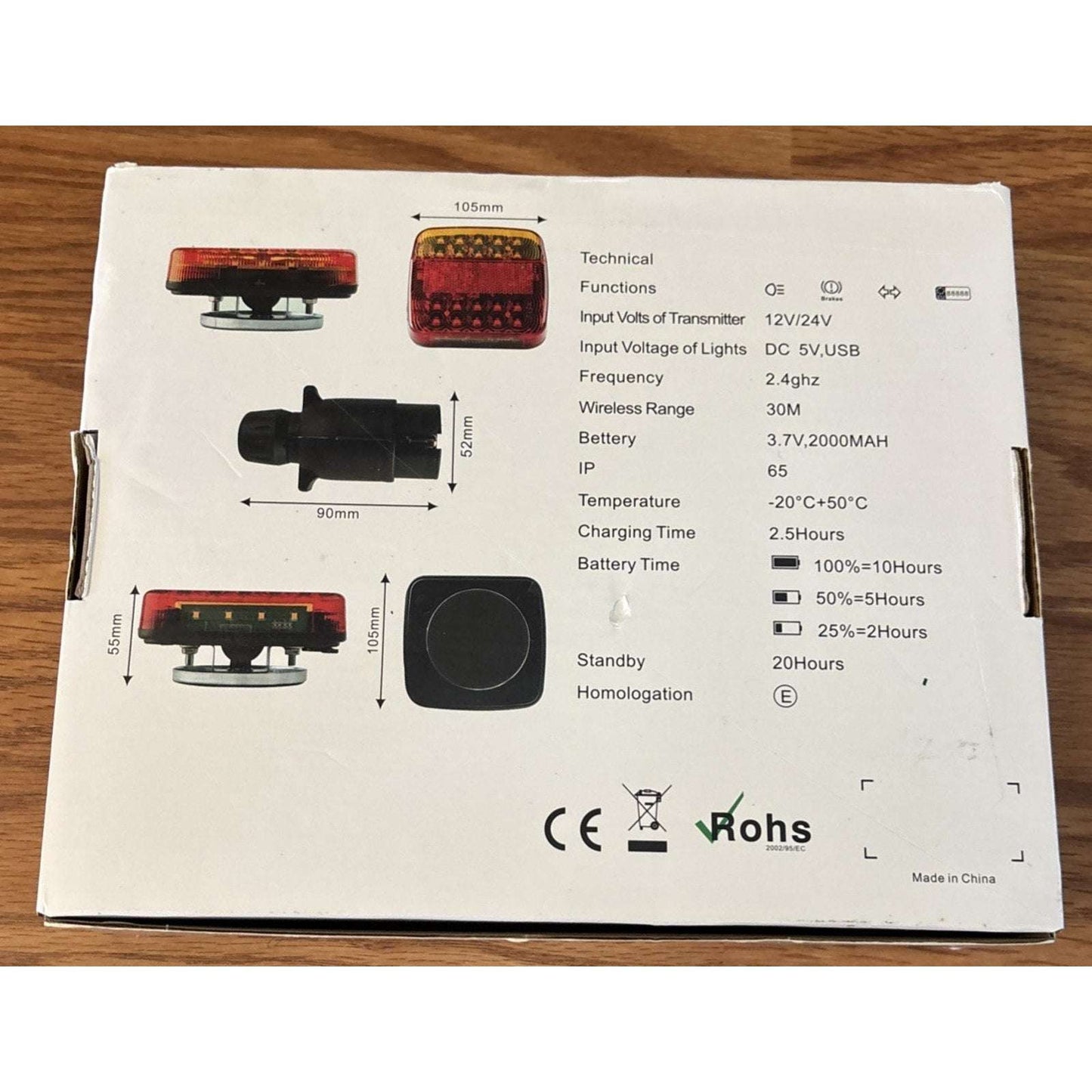 2x LED Magnetic Wireless Trailer Tail Light Tail Brake Turn Signal US Plug 7-Pin