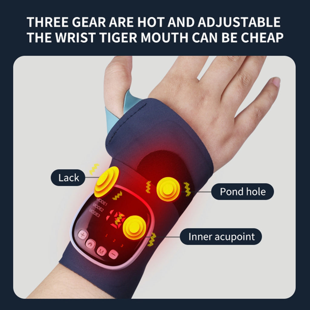 Wrist Brace Wrap w/ Heat, Massage & Remote 9 Modes/19 Lvls/3 Heat Carpal Tunnel