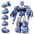 5-in-1 Magnetic Transforming Police Trucks Cars Robot Toys Easy DIY STEM