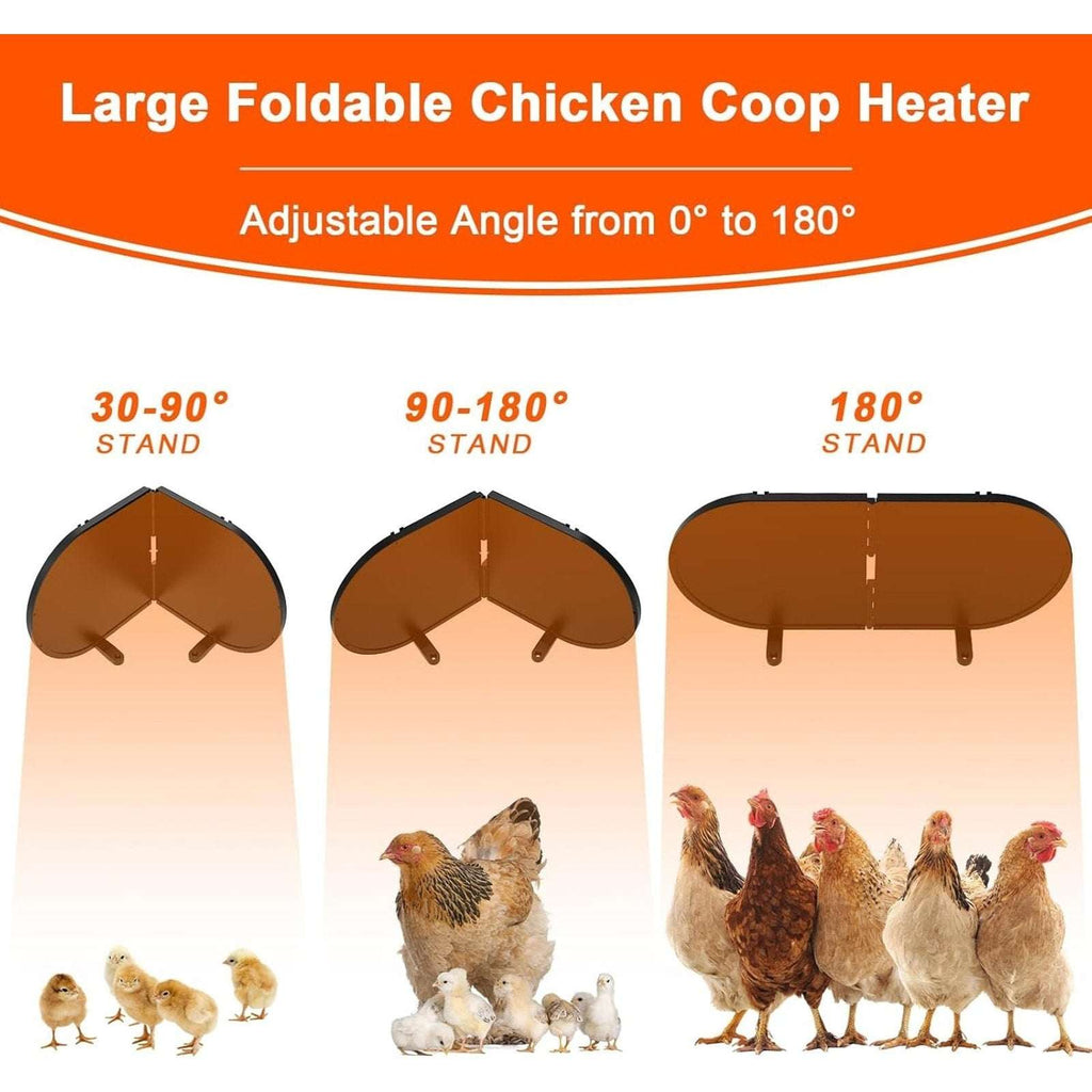 220W Chicken Coop Radiant Heater - Waterproof 3 Temp/5 Timer Tip Over Auto-Off