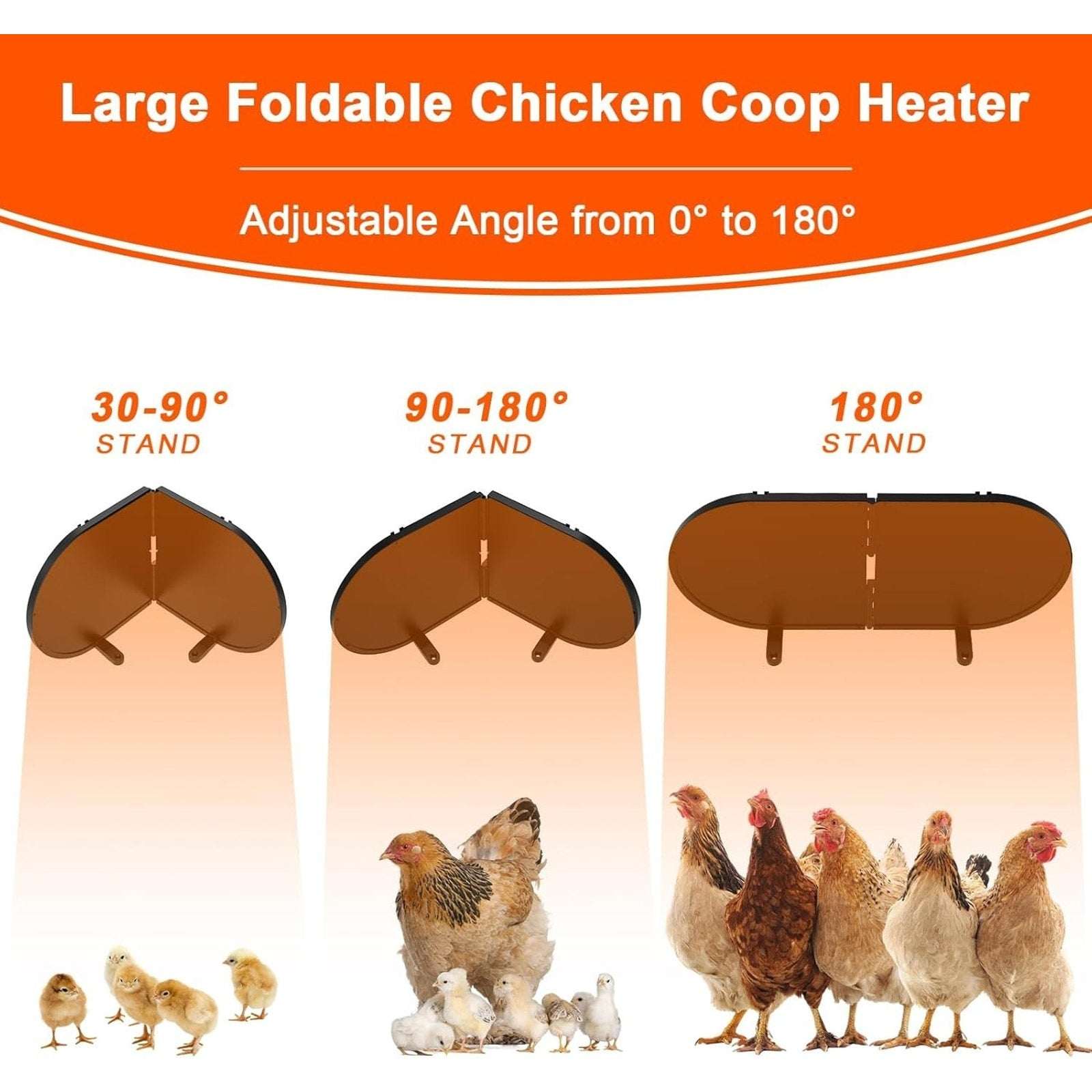 220W Chicken Coop Radiant Heater - Waterproof 3 Temp/5 Timer Tip Over Auto-Off