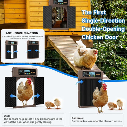 Automatic Solar Powered Electric Chicken Coop Double Door Remote, Light Sensors+