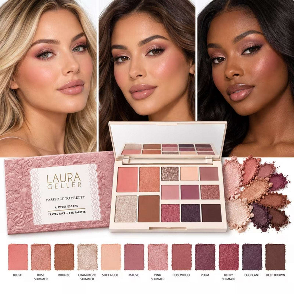 Laura Geller PASSPORT To Pretty Travel Face Eye & Cheek Palette NIB/Sealed Sweet