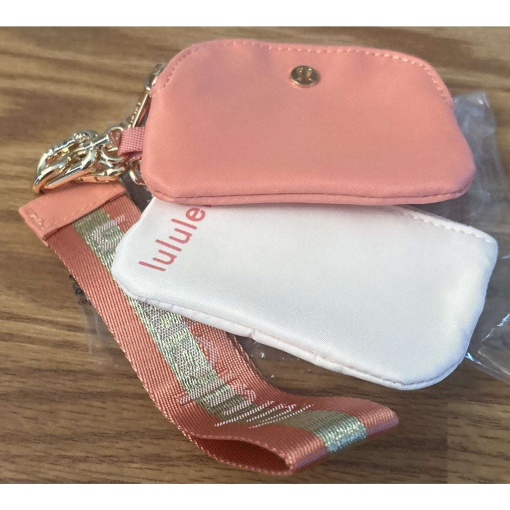Lululemon Dual Pouch Wristlet Wordmark Melon/Peach, Light Pink with Gold