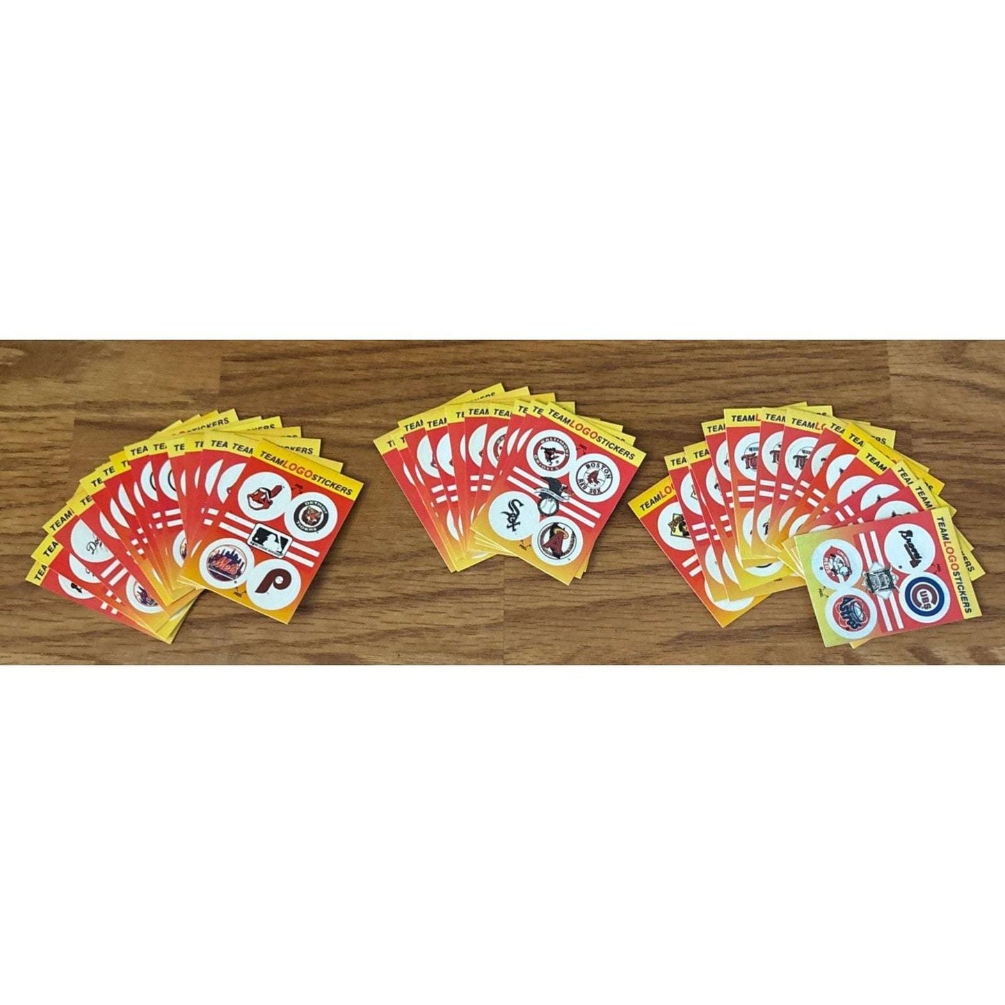 134Pcs 1991 Fleer MLB Baseball Teams Logo Stickers + Small 4-Team Sticker Cards