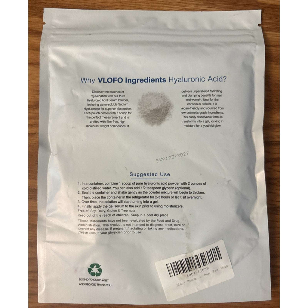 Hyaluronic Acid Powder Skin Hydration, Plumping & Anti-Aging 3.52oz Cosmetic Gra