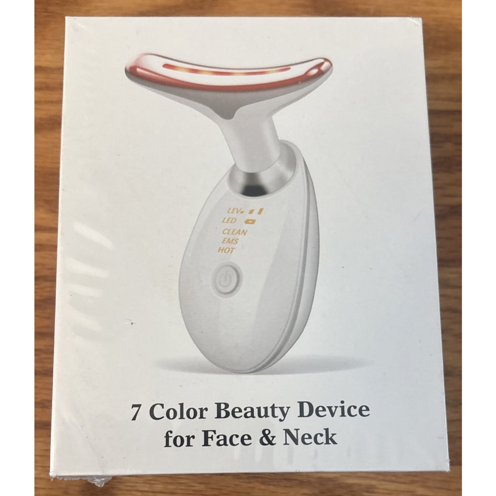 7-Color Anti-Aging Firming Face & Neck Massager w Heat EMS Red Light Beauty Devi