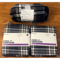 2 x 3PC Sheet Sets + Blanket Room Essentials Blue/Gray Plaid Microfiber Twin XL