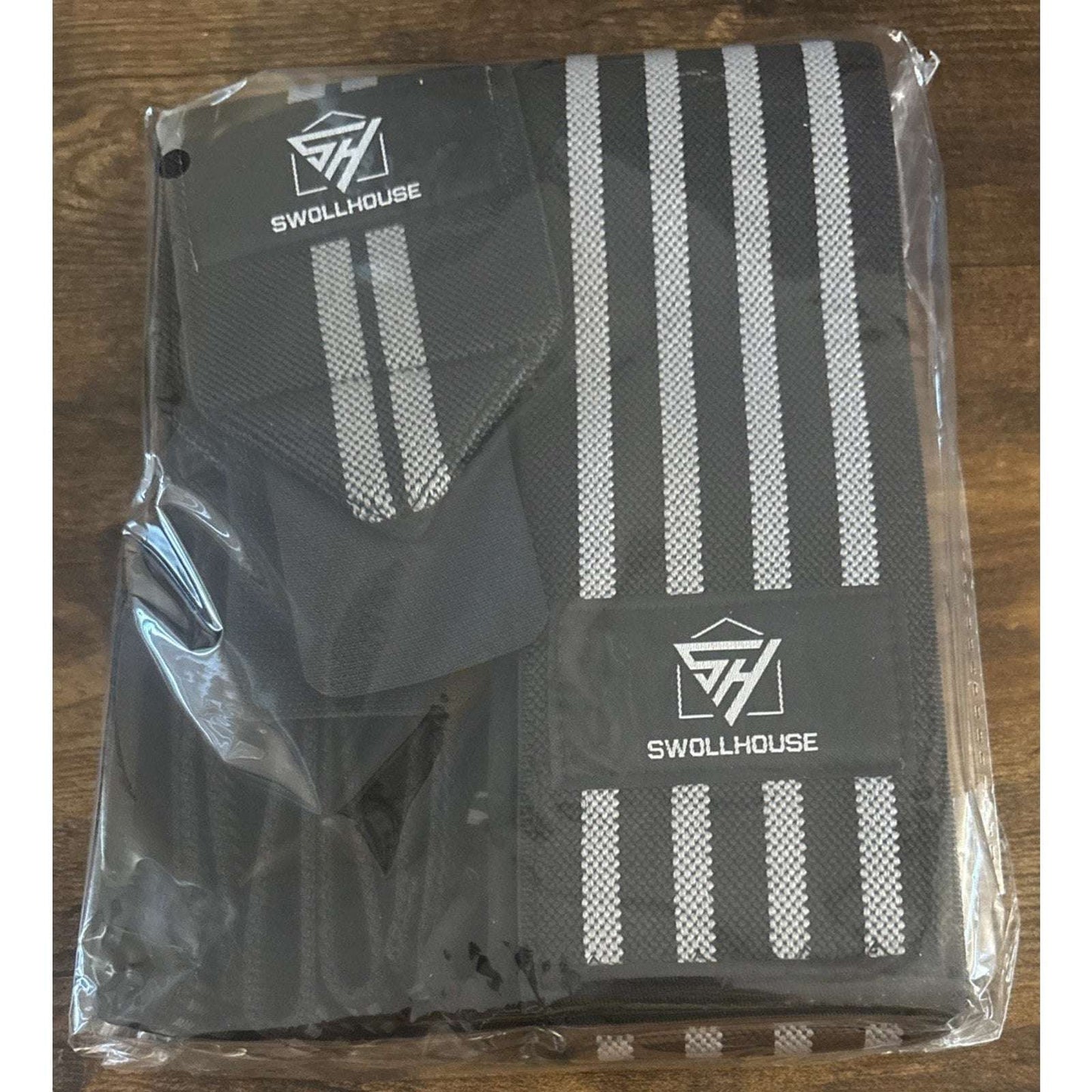 SWOLLHOUSE Knee Wraps + Wrist Wraps + Weight Lifting Straps Bundle (1 Pair Each)