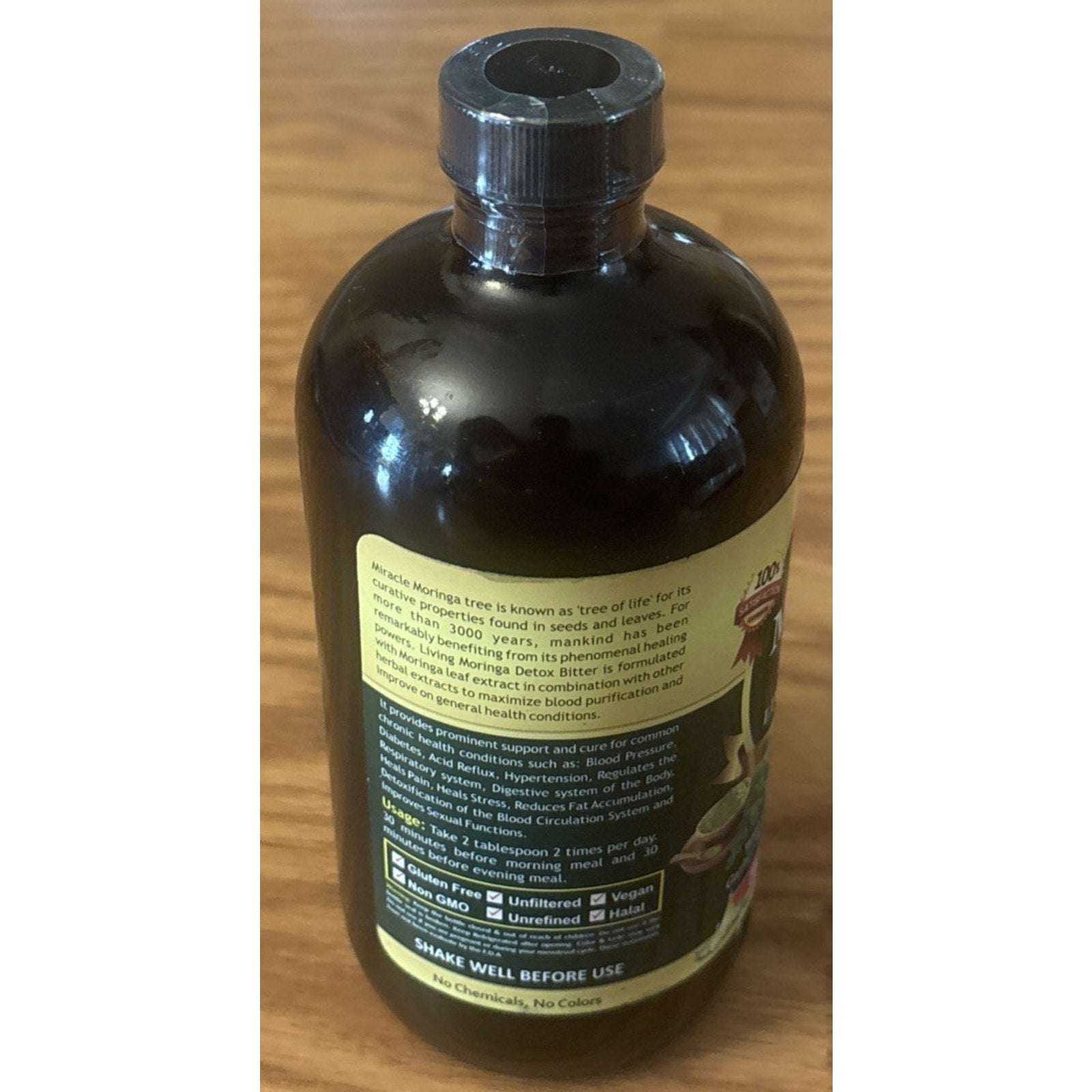 Organic MORINGA DETOX LIVING BITTERS By Essential Palace 5 in 1, Made In USA