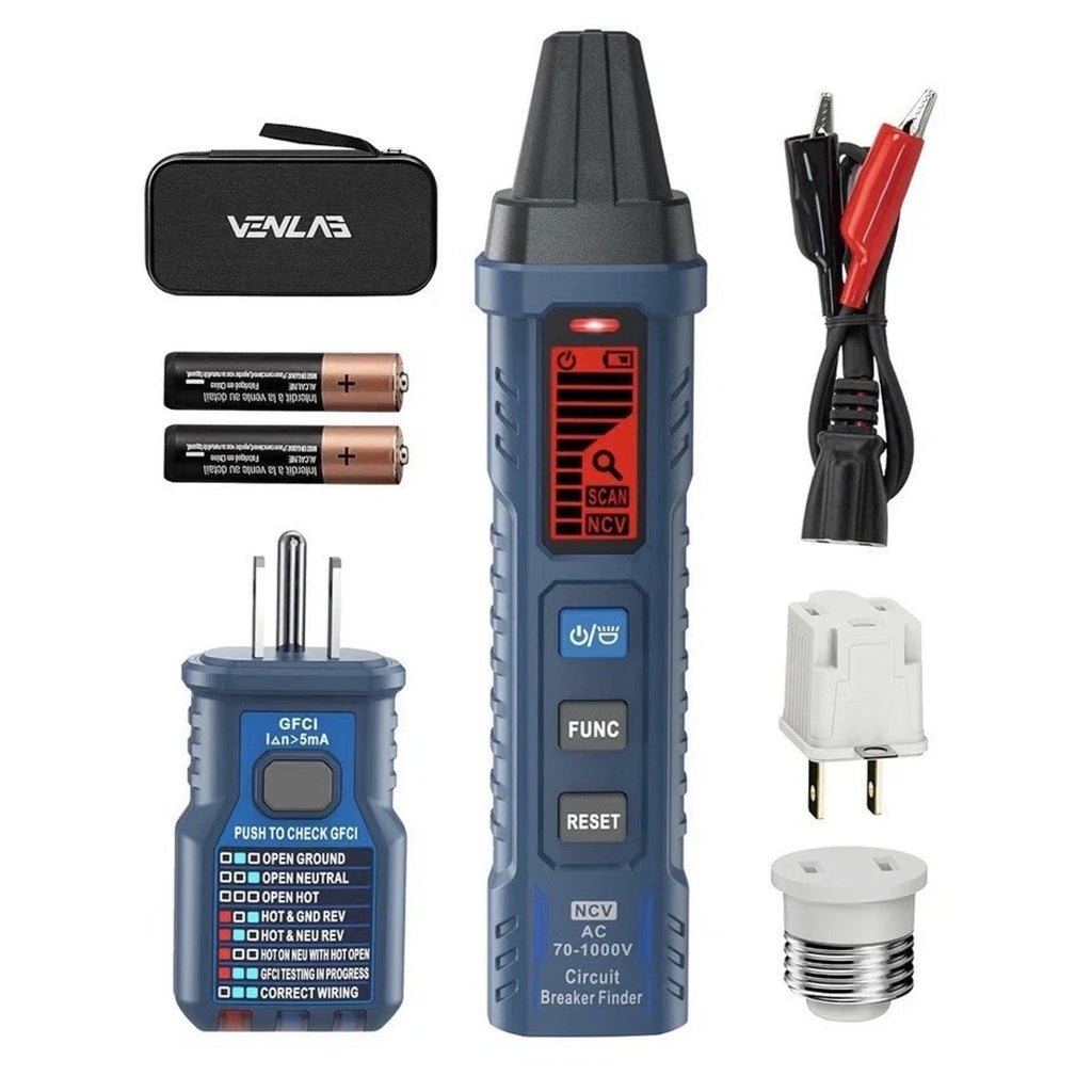 VENLAB Circuit Breaker Finder w/ LCD Display GFCI Outlet Tester 90-130V AC Circu