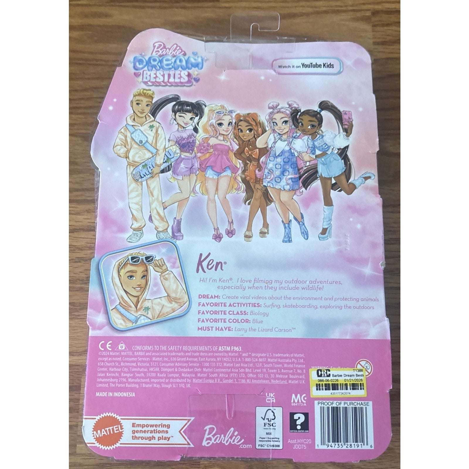 Barbie Dream Besties Barbie “Ken” Fashion Doll YouTube w/ Skateboard