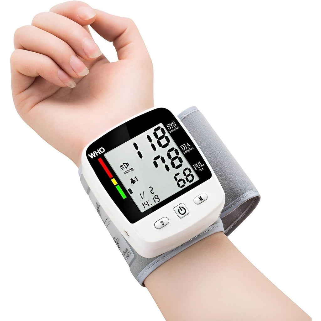Wrist Blood Pressure Monitor Automatic BP Machine Cuff LED Heart Rate W/ Voice