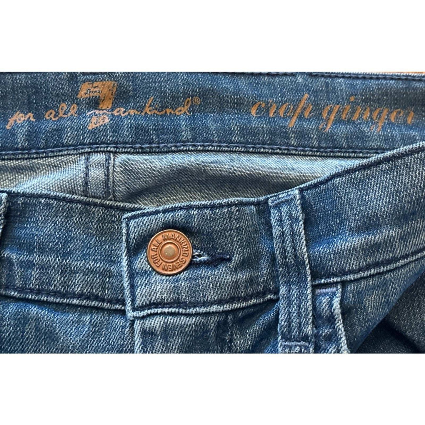 7 FOR ALL MANKIND Ginger Wide Leg Denim Medium Blue Jean Capris Size 25