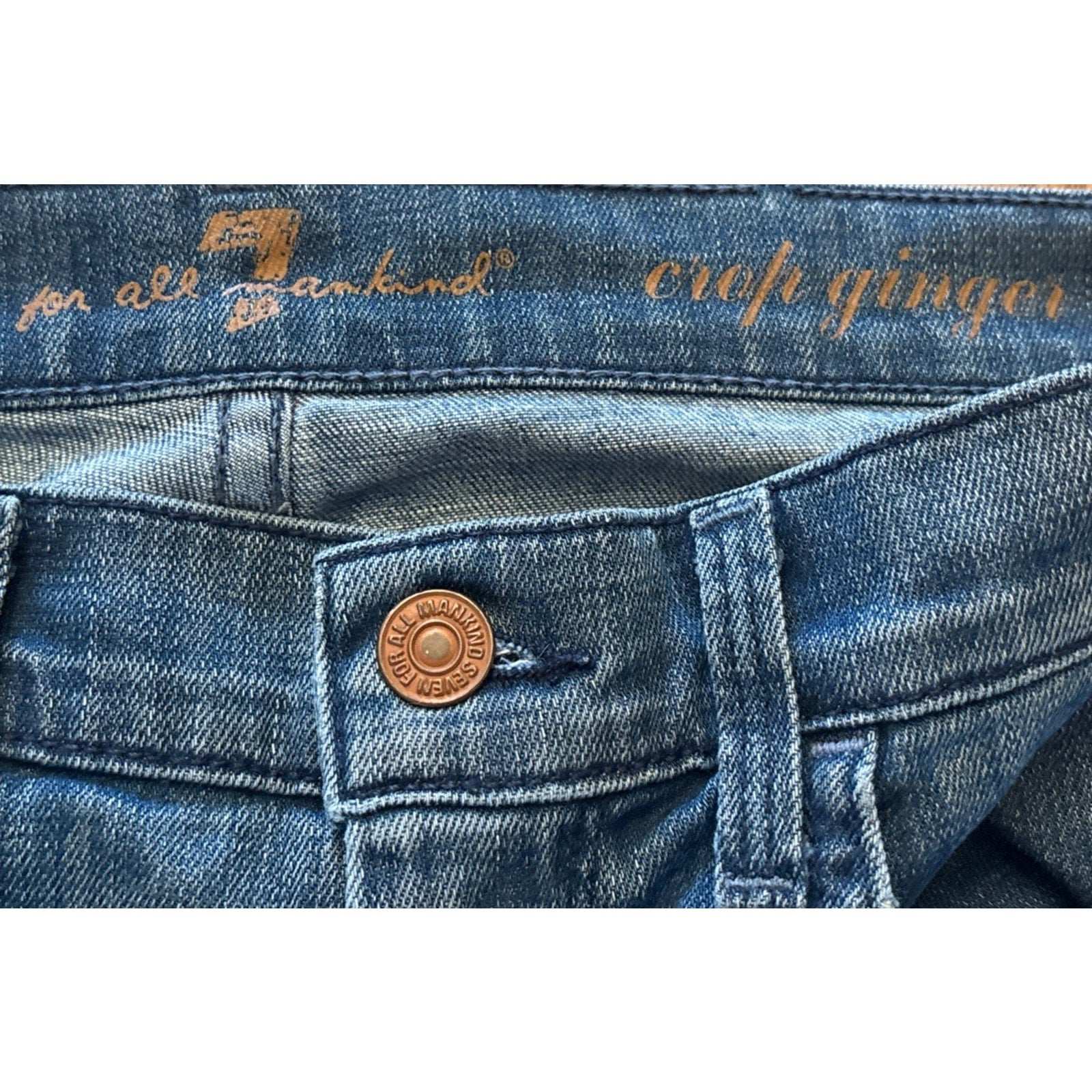 7 FOR ALL MANKIND Ginger Wide Leg Denim Medium Blue Jean Capris Size 25