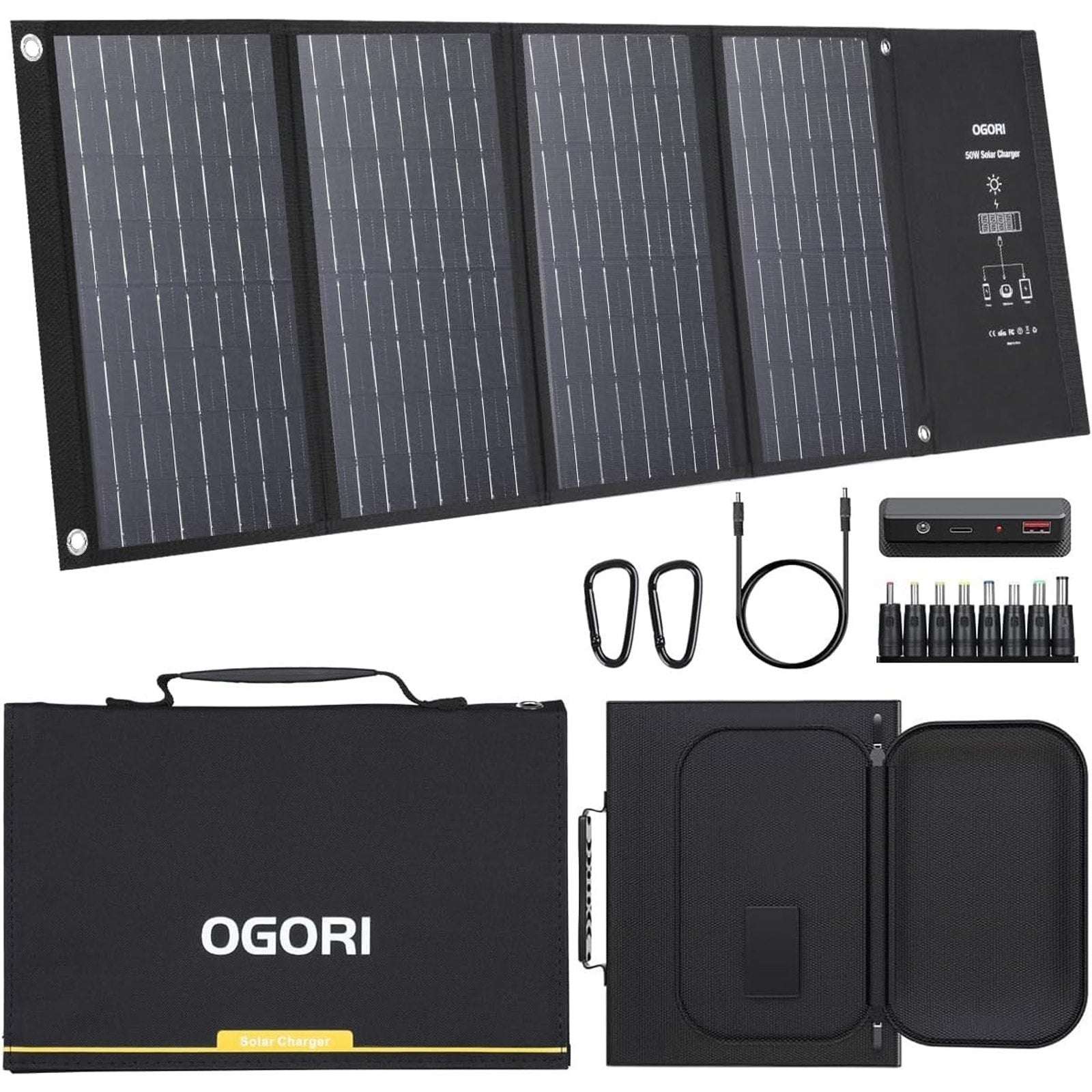 OGORI Portable Foldable High Efficiency 50W Solar Panel Smart Charger Waterproof