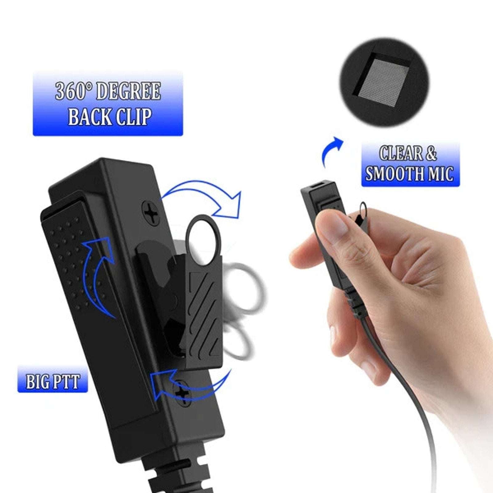 6 SAMCOM 2 Pin Hands-Free 2-Way Radio Earpiece w/ Mic For FPCN30A FPCN10A Radios