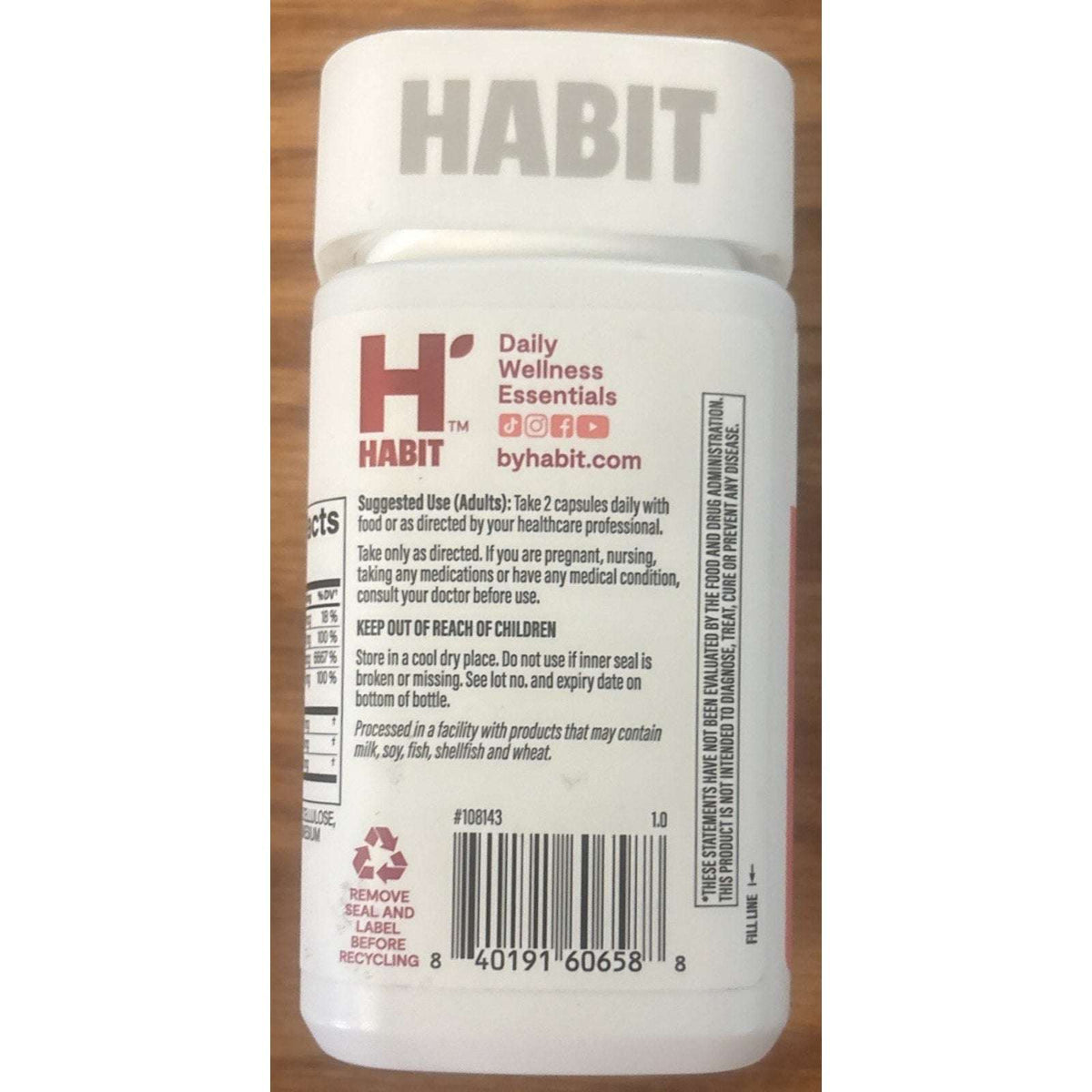 Habit H' Hair Skin Nails Biotin Aloe Vit A + C Capsules 60ct Non-GMO Exp 02/28