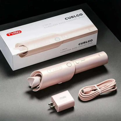 TYMO CURLGO 1" Cordless Automatic Rotating Curling Iron Anti-Scald, Temp Control