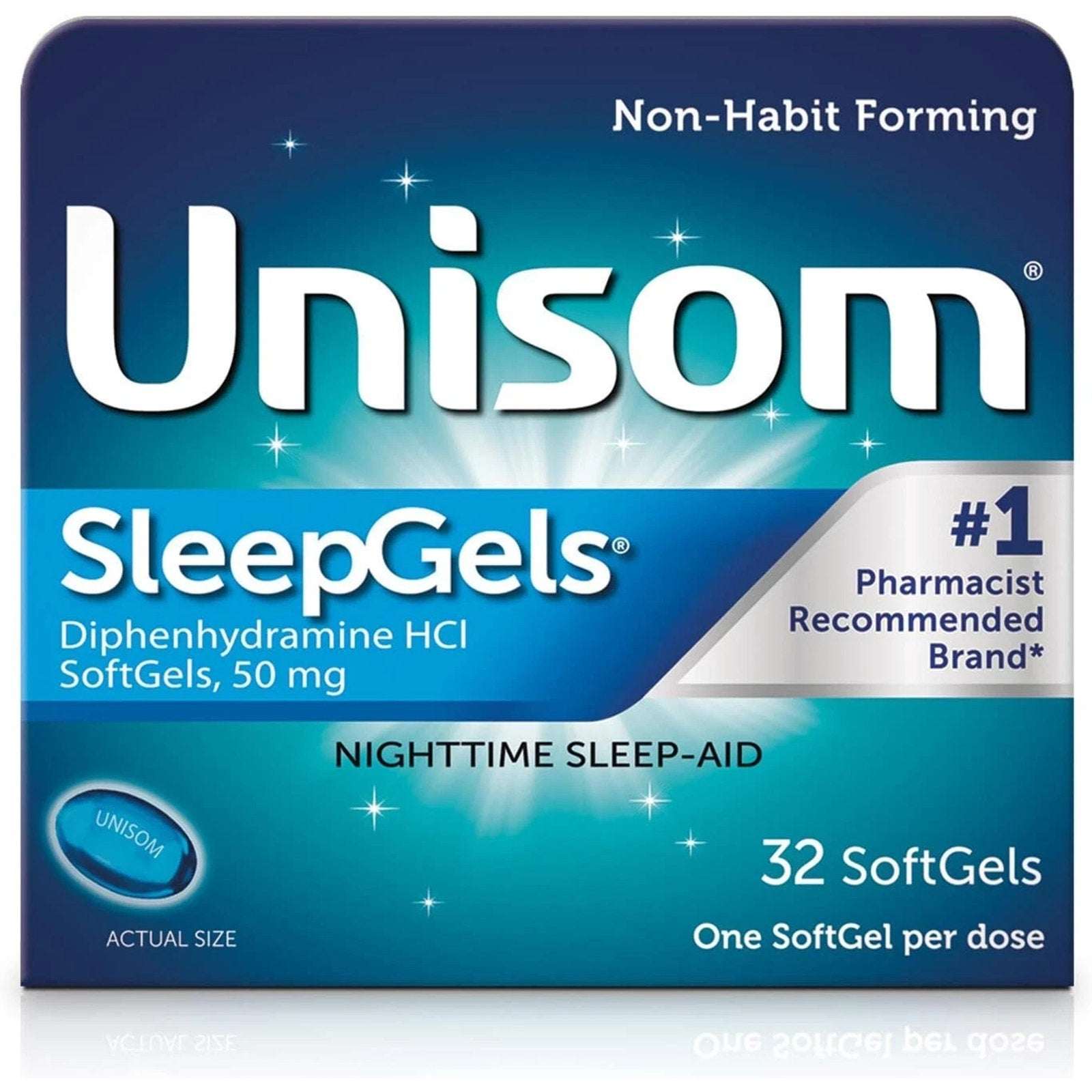 3 x Unisom SleepGels Nighttime Sleep Aid, Diphenhydramine HCI 50 mg, 32 SoftGels
