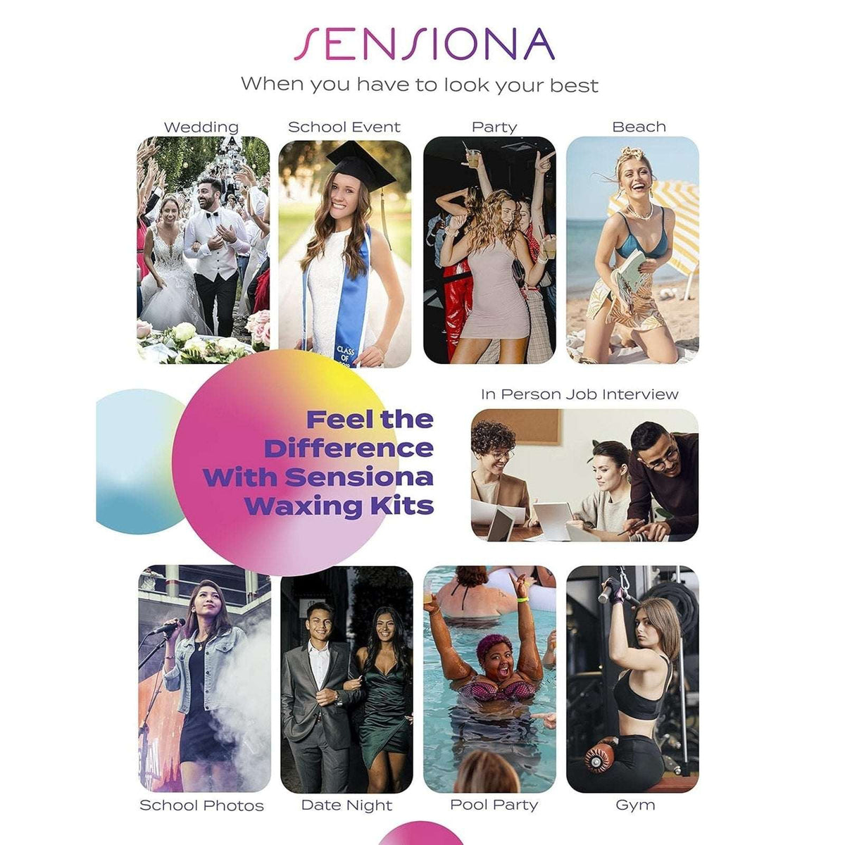 Sensiona Hot Wax Hair Removal Complete Professional Kit - Adjustable Temperature