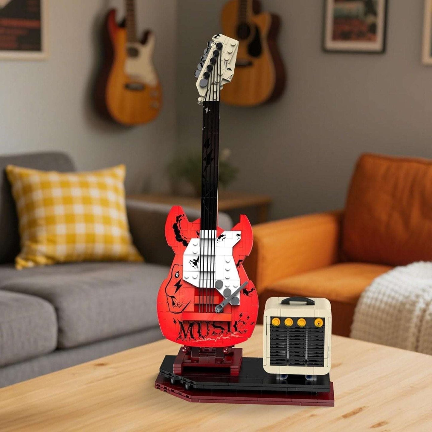 Electric Guitar Building Block Set w/ Reverb Amp Bluetooth Speaker -Music Lovers