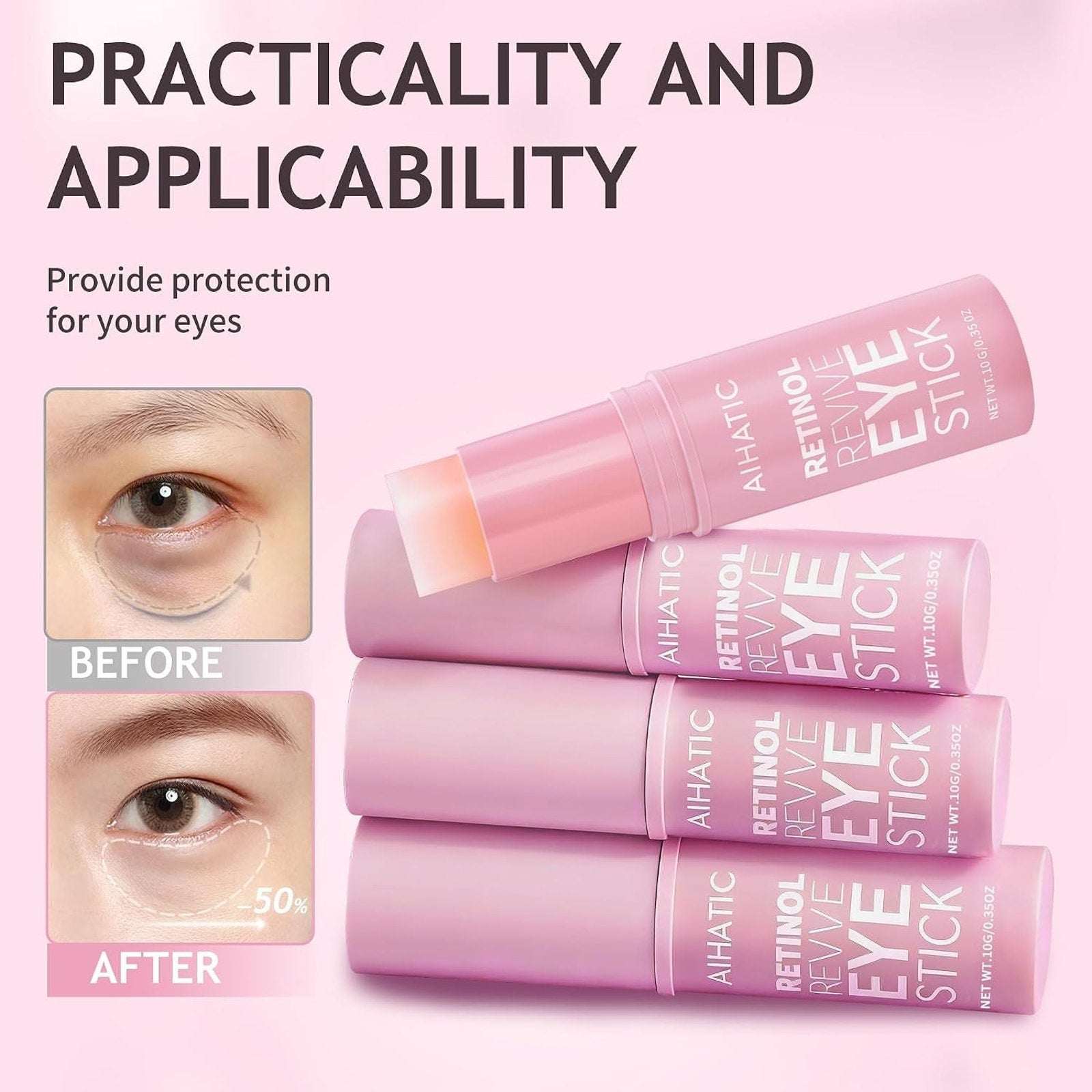 AIHATIC Retinol Revive Caffeine Hydrating Smoothing Eye Stick 10g w/ Hyaluronic