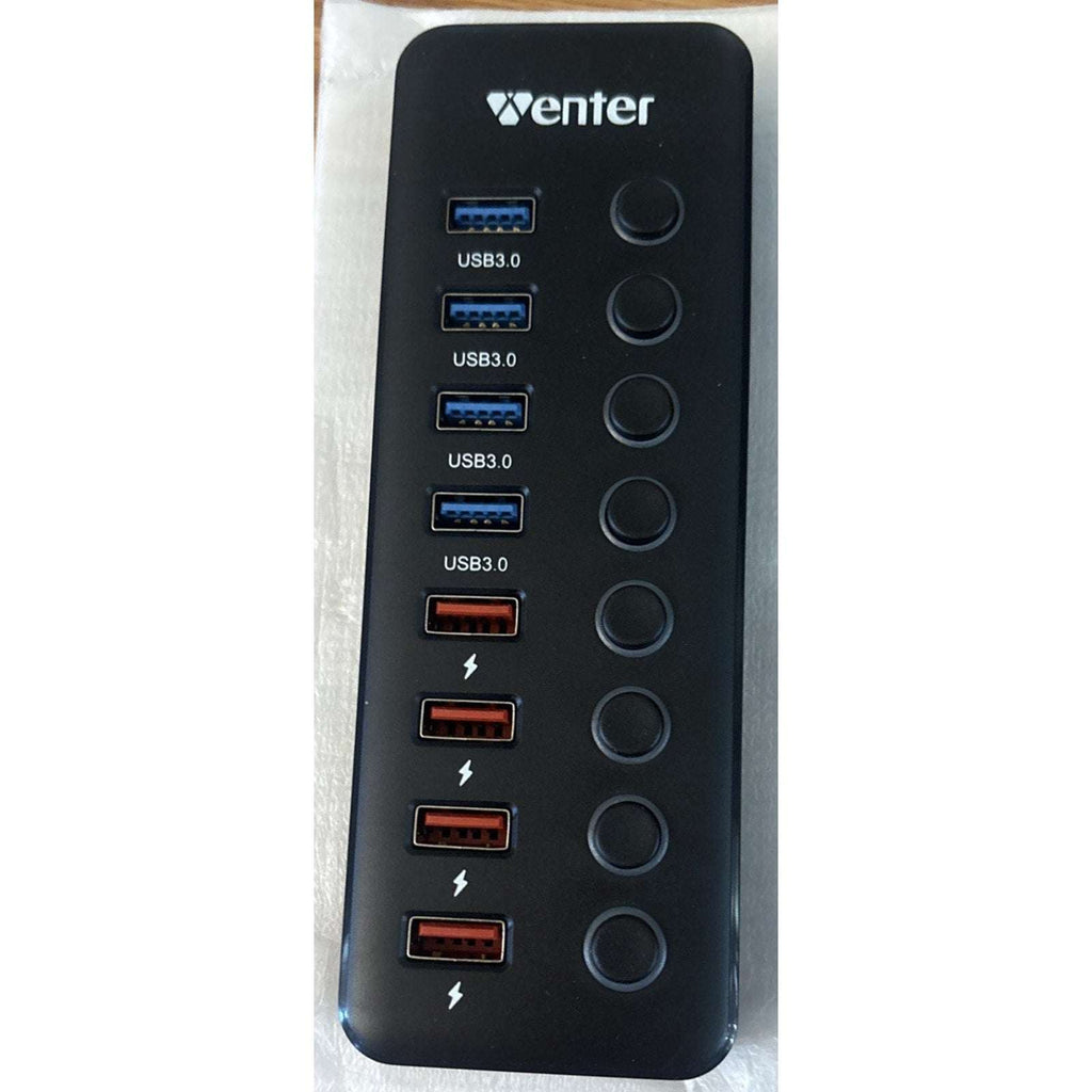 8-Port USB Hub Splitter 4 USB 3.0 Data Ports 4 Smart Charging Ports Ind Switches