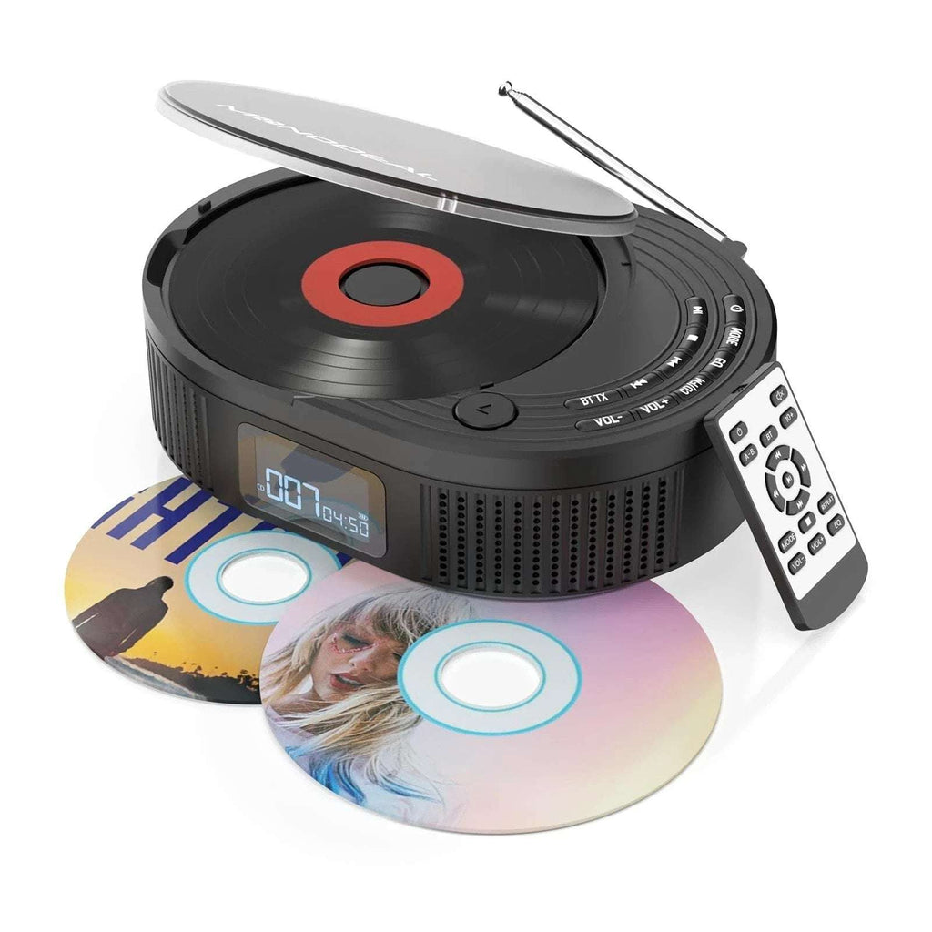 MONODEAL Portable Bluetooth Boombox CD Player, FM Radio, BT Speaker Transmitter